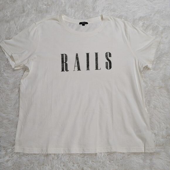 Rails Crew Neck Short Sleeve Cotton T-Shirt White Size Large - Picture 9 of 9